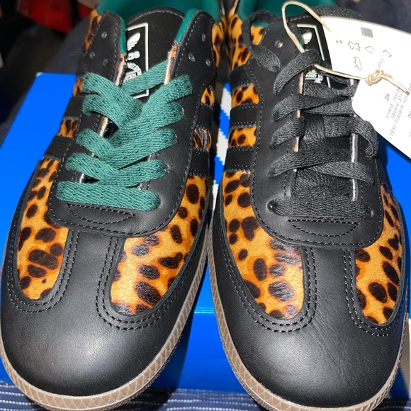 Women Adidas Samba Sneakers with Leopard, Green & Black Size 10.5 - Picture 1 of 10